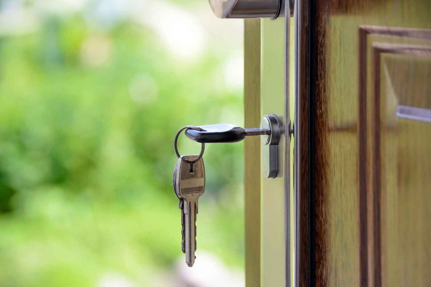 Key inserted in a residential door lock